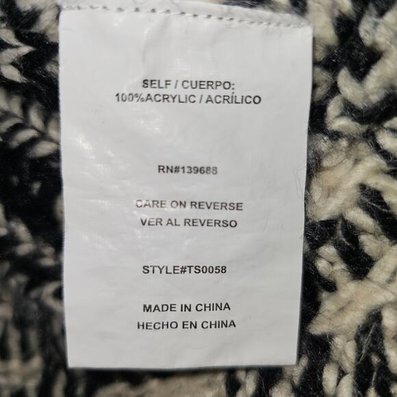 Taylor & Sage Black & White Pattern Textured Split Back Cardigan Sweater Large - Picture 8 of 9